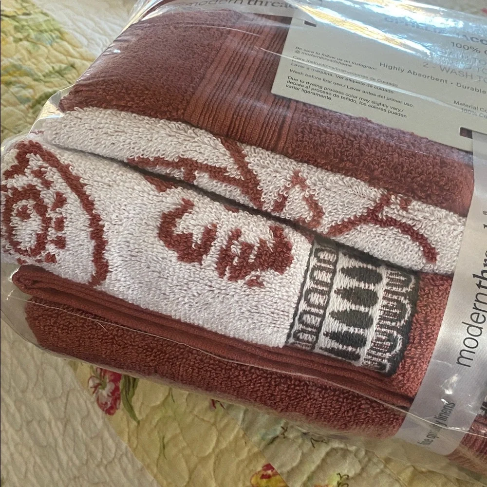 Cotton Towels Ophelia Jacquard rust color - Picture 3 of 4